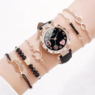 Reloj de Cuarzo con Diamantes y Pulsera de Cuentas para Mujer - Image 8