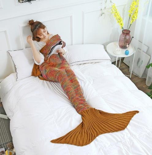 Manta Crochet con Patrón de Cuadrícula de Colores para Sofá