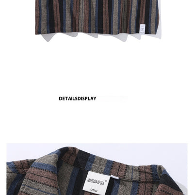 Camisa Retro Amekaji a Rayas de Estilo Étnico Manga Corta - Image 17