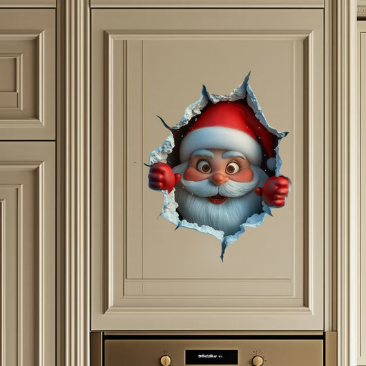 Vinilo Decorativo Papá Noel Rompiendo la Pared - Efecto 3D - Image 10