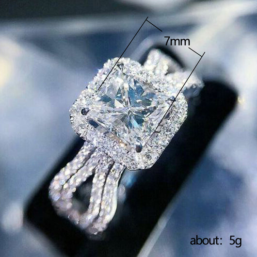 Anillo de Compromiso Deslumbrante con Circonita Diamante Completo para Mujer - Image 11