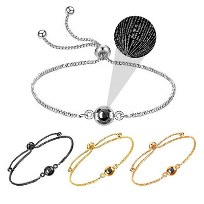 Pulsera de Plata S925 con Piedra de Proyección Nano Grabada 'Te Amo'