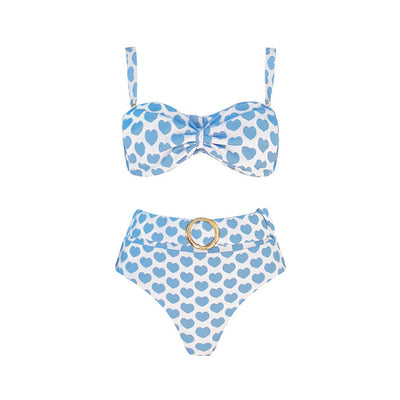 White shorts with blue heart print and ruffled sides, perfect for a fun vacation or casual summer day. - Image 74