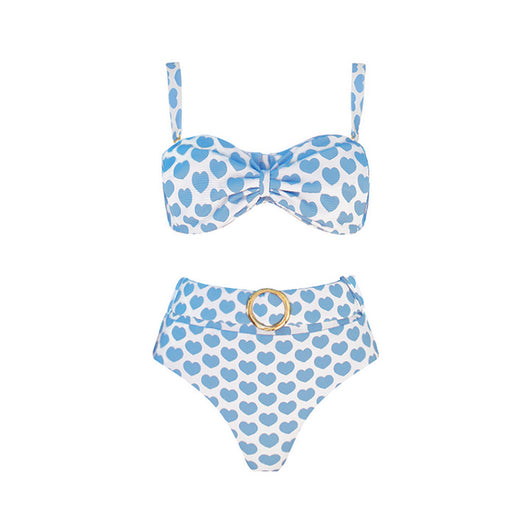 White shorts with blue heart print and ruffled sides, perfect for a fun vacation or casual summer day. - Image 74
