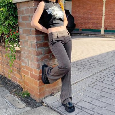 Pantalones Casuales Acampanados Cintura Baja para Mujer - Image 3