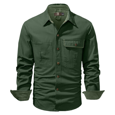 Camisa Polo de Manga Larga Algodón Lavado Tallas Grandes Hombre Color Sólido - Image 11