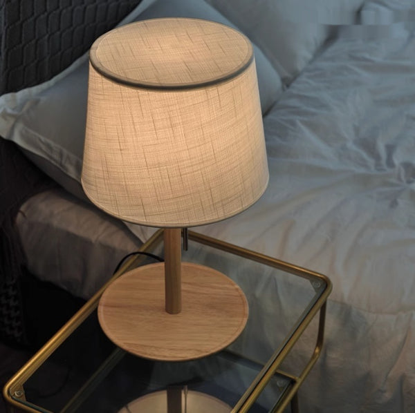 Lámpara de Mesita de Noche en Madera de Nogal Macizo