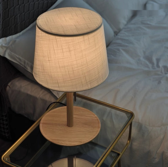 Lámpara de Mesita de Noche en Madera de Nogal Macizo