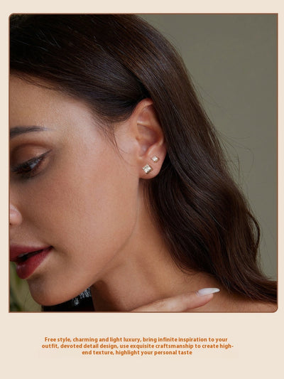 Aretes de Plata 925 con Moissanita Cuadrada Estilo Princesa - Image 10