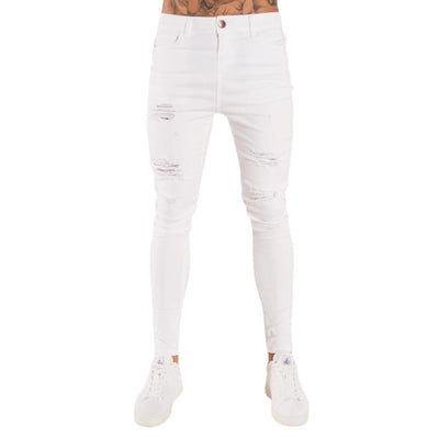 Jeans Slim Rotos de Cintura Alta para Hombre - Estilo Europeo y Americano en Negro - Image 7