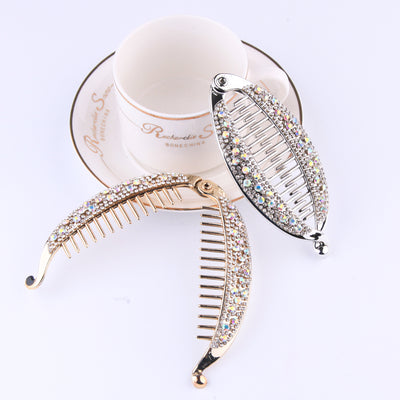 Clip para Cabello Pez Plátano con Diamantes y Baño de Oro - Image 7