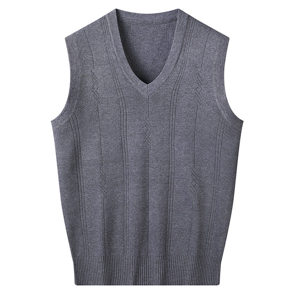 Chaleco Suelto Cuello V para Hombre Maduro - Comodidad Primavera y Otoño