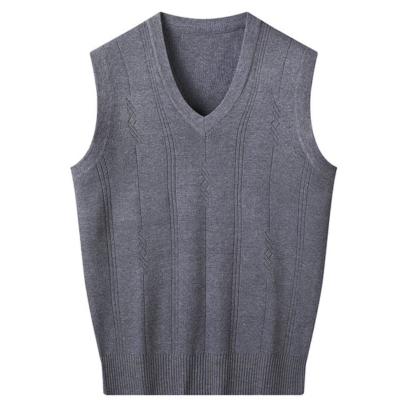 Men's Loose V-Neck Vest for Mature Men - Spring and Autumn Comfort