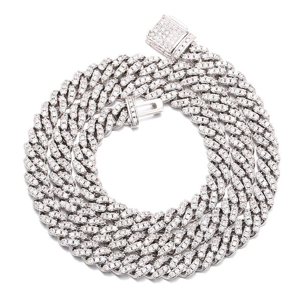 Pulsera de Plata S925 con Zirconia 6mm y Cierre de Caja - Estilo Hip Hop
