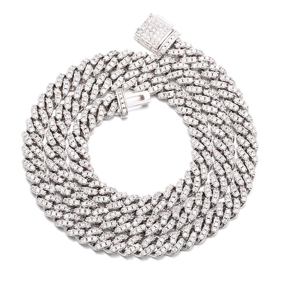 Pulsera de Plata S925 con Zirconia 6mm y Cierre de Caja - Estilo Hip Hop