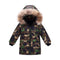 Chaqueta Acolchada Infantil con Cuello de Pelaje Desmontable - Camuflaje