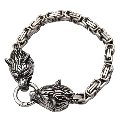 Pulsera de Acero Titanio con Dije Cabeza de Lobo para Hombre - Image 3
