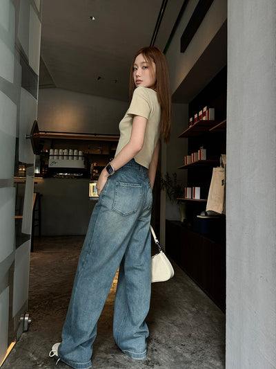 Pantalón Denim Cintura Alta Ancho y Suelto - Image 8