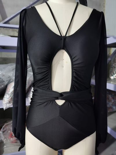 Traje de Baño Enterizo con Manga Larga y Estampado One Piece - Image 4
