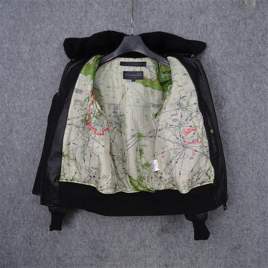Chaqueta de Cuero Genuino con Cuello de Piel Desmontable - Image 2