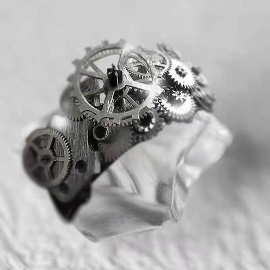 Anillo de Precisión Mecánica con Esfera Plateada - Image 2