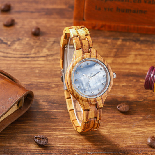 Reloj de Madera Sándalo con Movimiento Cuarzo Original