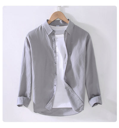 Camisa Manga Larga Hombre Algodón y Lino - Primavera y Verano - Image 21