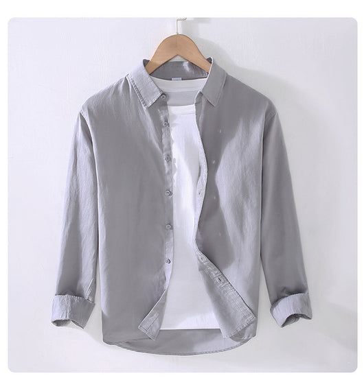 Camisa Manga Larga Hombre Algodón y Lino - Primavera y Verano - Image 21
