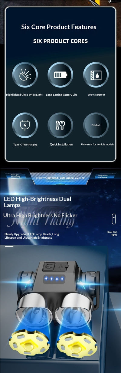 Luz Frontal para Bicicleta Recargable Ultra Brillante - Image 9