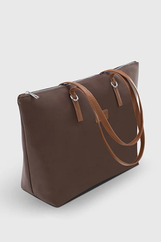 Bolso Shopper Marrón Grande Impermeable para Mujer - Image 5