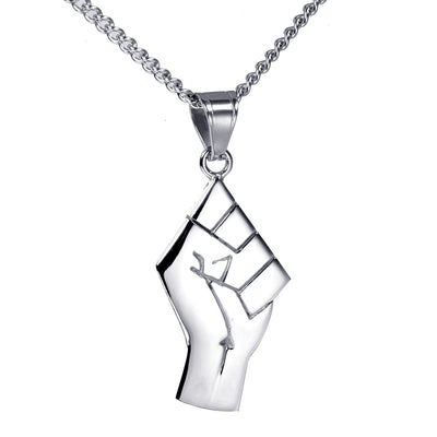 Collar Colgante Puño de Oro en Acero Titanio para Hombre - Image 9
