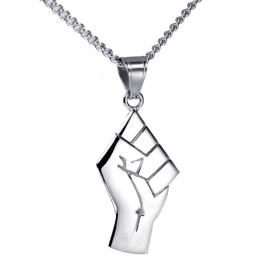 Collar Colgante Puño de Oro en Acero Titanio para Hombre - Image 9