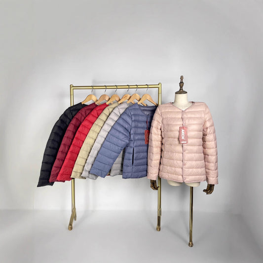 Chaqueta Acolchada de Algodón con Cuello Tipo Stand y Corte Holgado