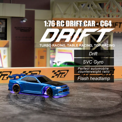 Auto de Carreras RC Turbo Racing 1vs76 C64 con Giroscopio y Control Proporcional Total