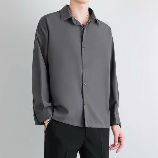 Camisa Suelta de Manga Larga en Seda de Hielo para Hombre - Image 29
