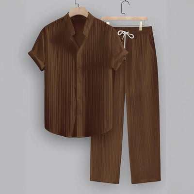Traje Ejecutivo de Rayas con Camisa Manga Corta y Pantalón - Image 12