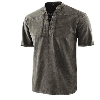 Camisa Retro Hombre Cuello de Corbata Manga Corta Verano - Image 5