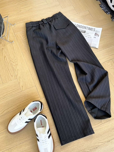 Pantalones de Vestir Rayas Hombre Pierna Recta Corte Amplio - Image 9