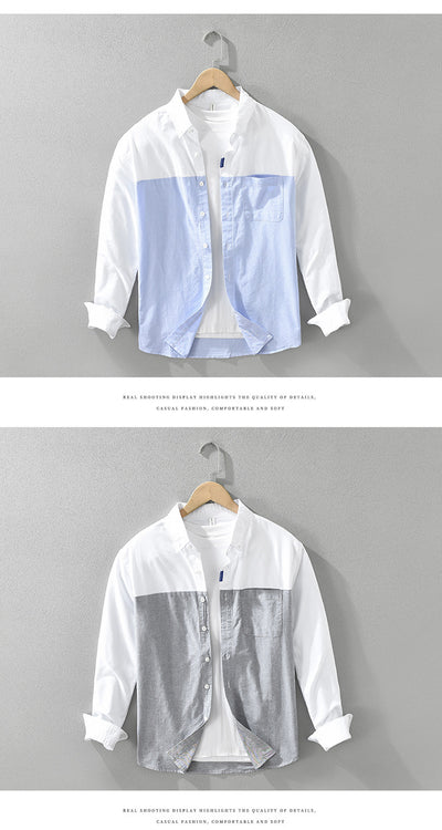 Camisa Patchwork de Manga Larga para Hombre - Image 12