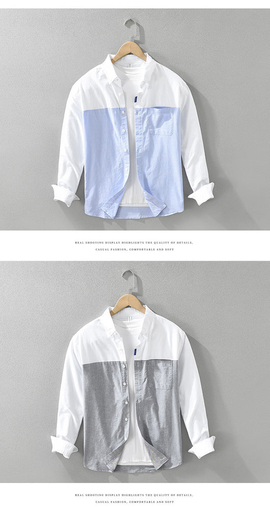 Camisa Patchwork de Manga Larga para Hombre - Image 12