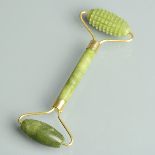 Rodillo Facial de Jade Doble con Cabezal de Espina - Masaje Dual