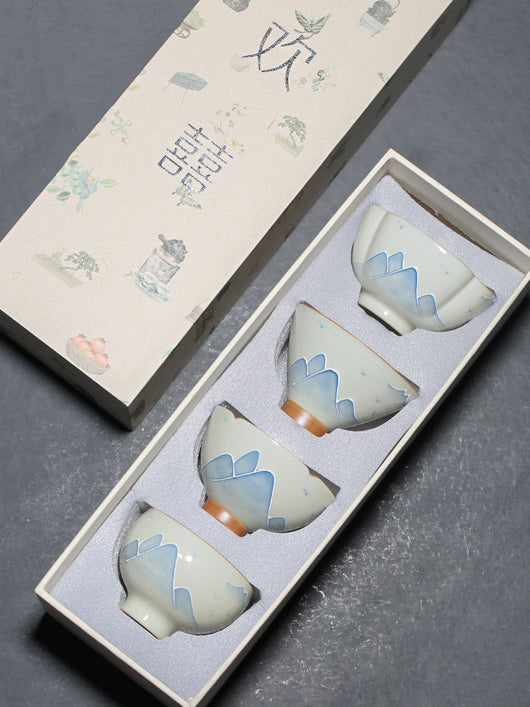 Taza Kung Fu de Porcelana Pintada a Mano - Paisaje Tradicional Gris - Image 15