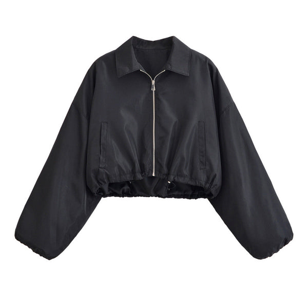 Chaqueta Minimalista Otoñal con Cuello Solapa y Falda Integrada