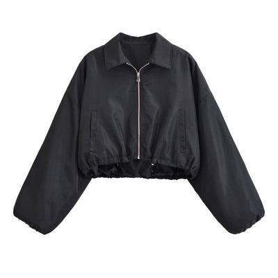Chaqueta Minimalista Otoñal con Cuello Solapa y Falda Integrada
