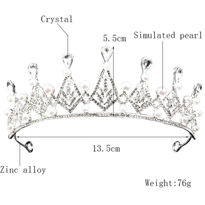 Corona de Perlas Imitación Atmosférica Novia Princesa Boda - Image 12