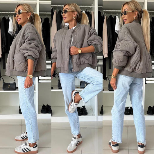 Abrigo Acolchado para Mujer con Cierre de Hebilla - Elegancia Casual en Tono Sólido - Image 10