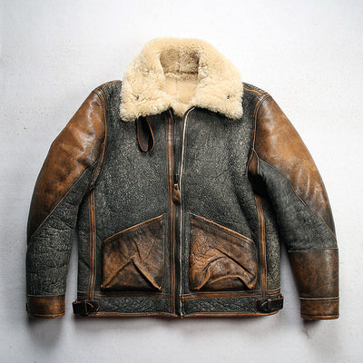 Abrigo de Cuero Gamuza con Solapa y Combinación de Colores para Hombre - Image 4