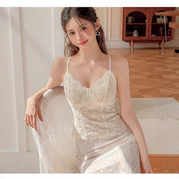 Camisola de Terciopelo con Encaje Francés para Mujer