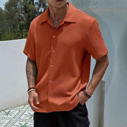 Camisa Casual Retro Resort con Cuello Solapa para Hombre