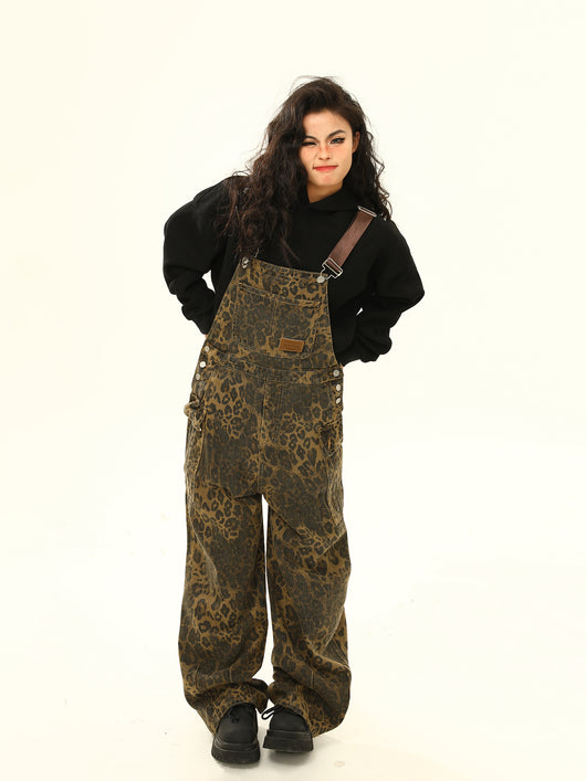 Pantalón Cargo Leopardo con Tirantes Ancho Pierna Suelta - Image 13